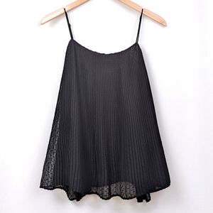 Express Trapeze Cami Accordion Pleated Spaghetti Strap Sheer Top Coquette Y2K XL